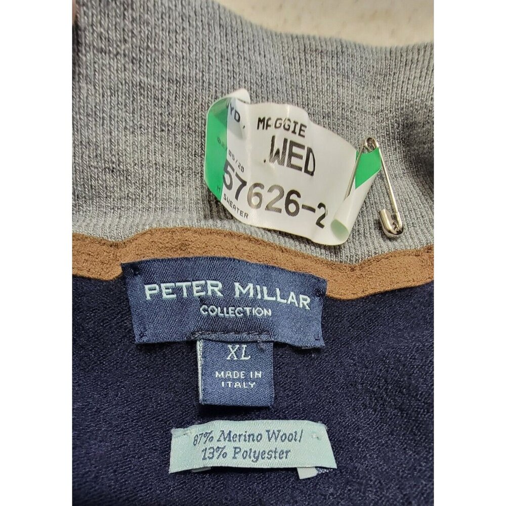 Peter Millar Men's Navy Blue Full Zip Wool Cardigan Sweater Long Sleeve Size XL - Picture 5 of 10